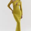 Zahra Chartreuse Plunge-Maxikleid Zahra Chartreuse Plunge-Maxikleid