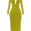 Zahra Chartreuse Plunge-Maxikleid Zahra Chartreuse Plunge-Maxikleid