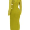 Zahra Chartreuse Plunge-Maxikleid Zahra Chartreuse Plunge-Maxikleid