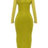 Zahra Chartreuse Plunge-Maxikleid Zahra Chartreuse Plunge-Maxikleid