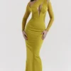 Zahra Chartreuse Plunge-Maxikleid Zahra Chartreuse Plunge-Maxikleid