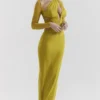 Zahra Chartreuse Plunge-Maxikleid Zahra Chartreuse Plunge-Maxikleid