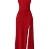 Zanab Maxikleid mit Oberschenkelausschnitt in Rot Zanab Maxikleid mit Oberschenkelausschnitt in Rot