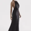 Zanab – Schwarzes Maxikleid mit Oberschenkel-Schlitz Zanab – Schwarzes Maxikleid mit Oberschenkel-Schlitz